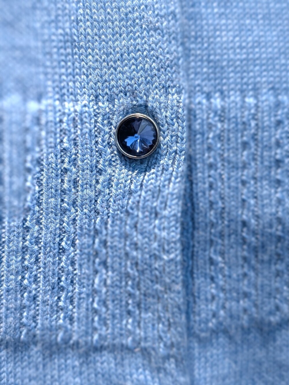 NWT Sigrid Olsen Sz Medium Petite Soft Silk Angora Cardigan Blue Crystal Buttons - Picture 8 of 16